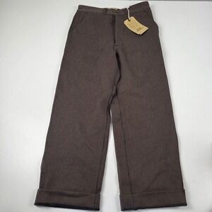 Bronson Pants Mens 32x27 Brown Herringbone Canvas Cuffed Workwear Chino Winter
